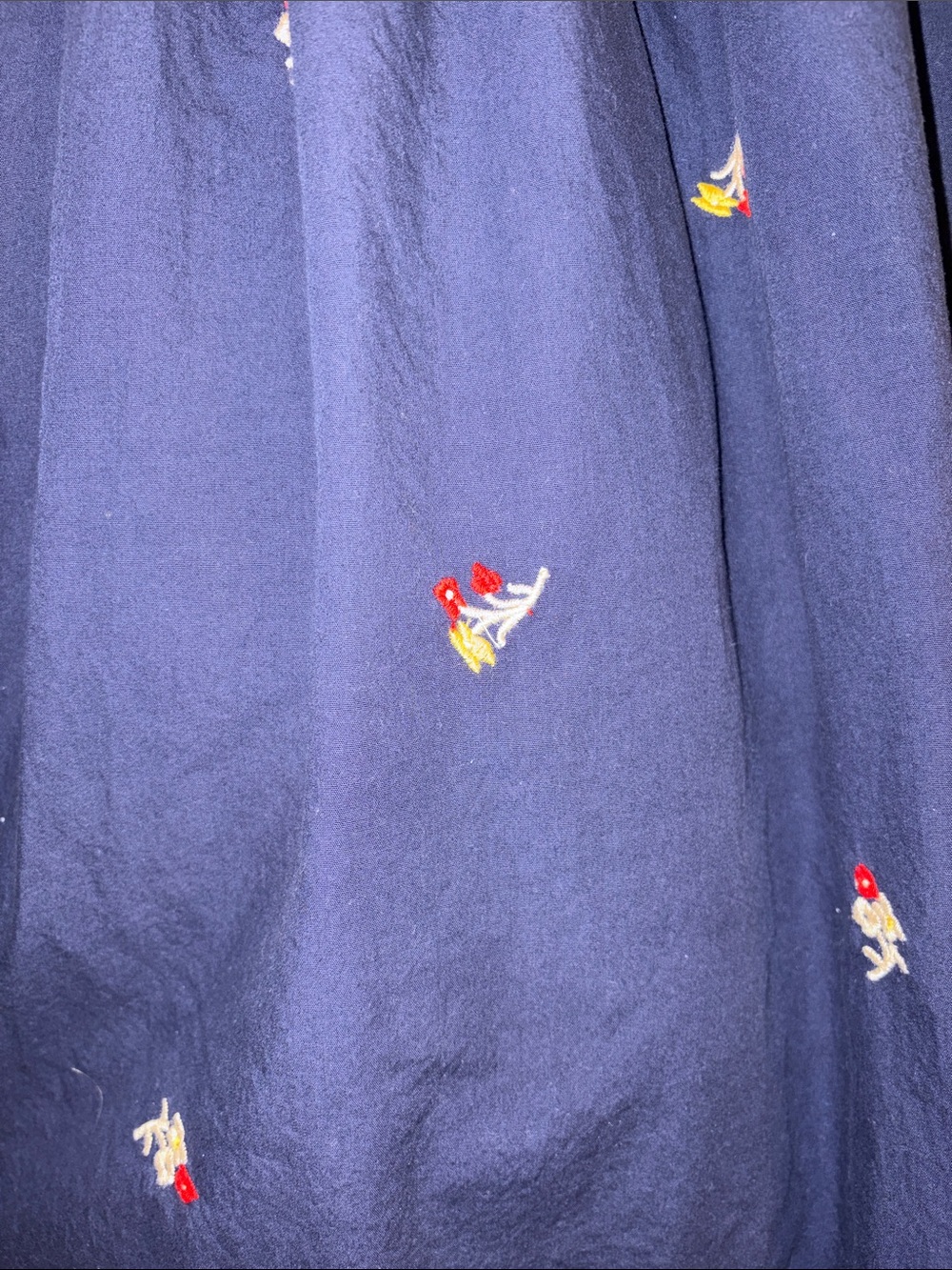 Pilcro Navy Blue Midi Dress with Small Multicolor Floral Embroidery - Picture 3 of 12